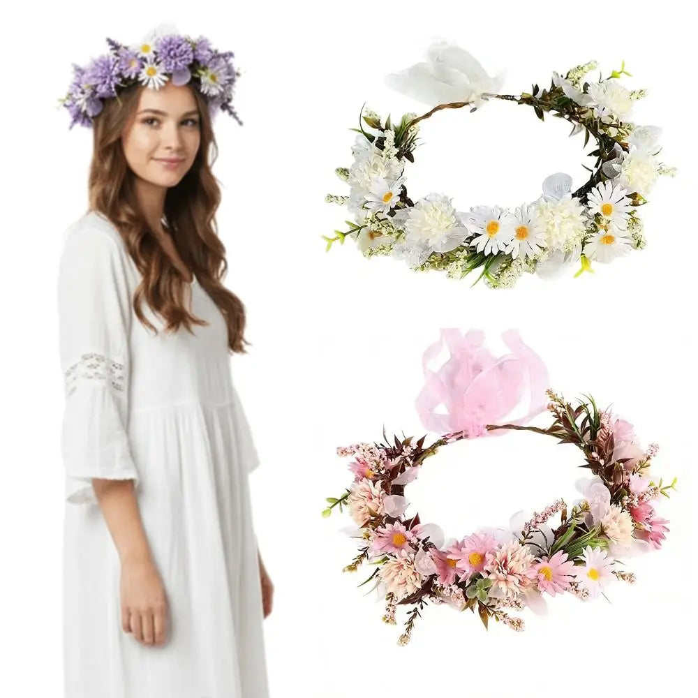 Floral Crown Bridal Headband – Flower Wreath Hair Tiara