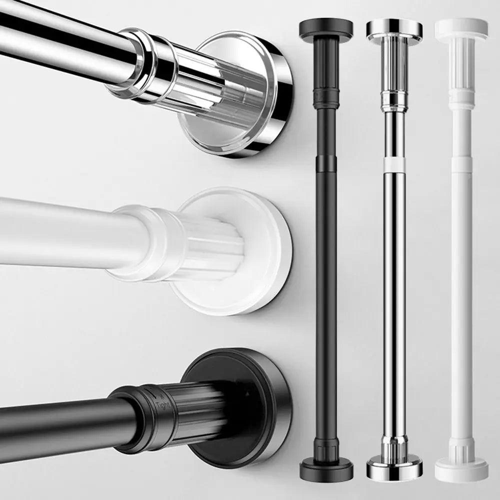 Adjustable Tension Curtain Rod Stainless Steel No-Drill 35–80cm