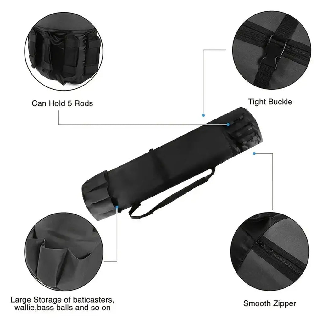 Portable Fishing Rod Storage Bag Waterproof Canvas Travel Case