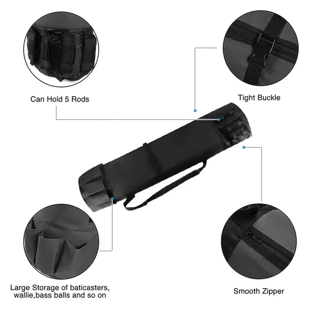 Portable Fishing Rod Storage Bag Waterproof Canvas Travel Case