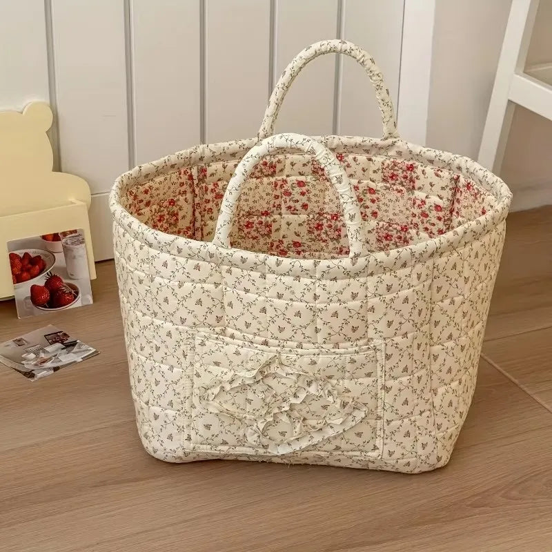 Foldable Floral Laundry & Storage Basket – Large Capacity