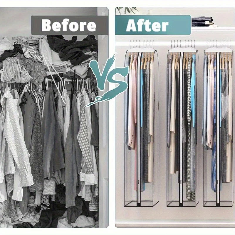 Sturdy Plastic Garment Bags Zipper Hanging Closet Storage Coats