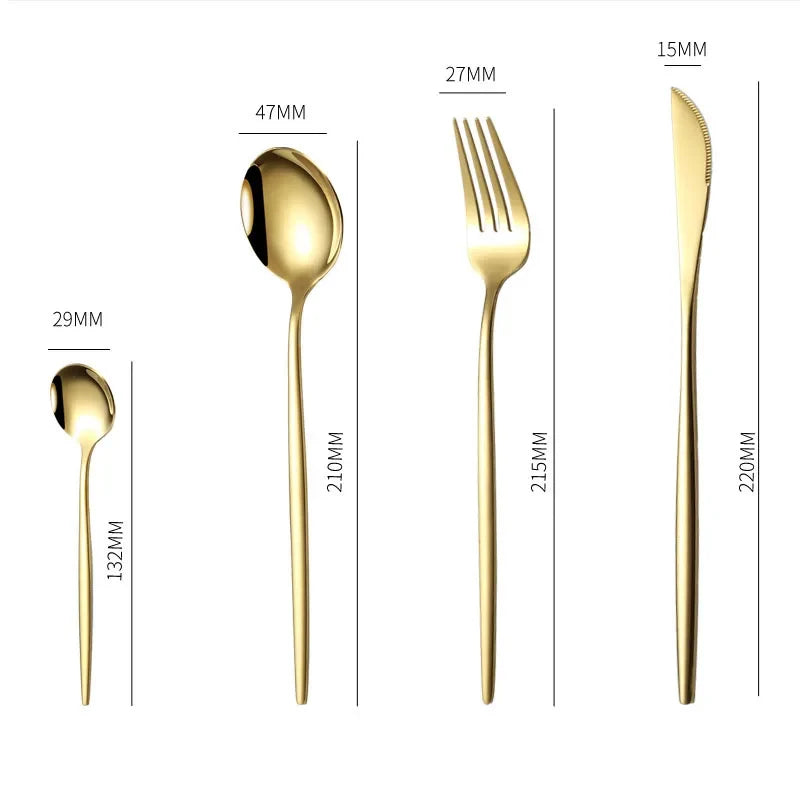 24-Piece Gold Stainless Steel Cutlery Set for 6 | Gift Box