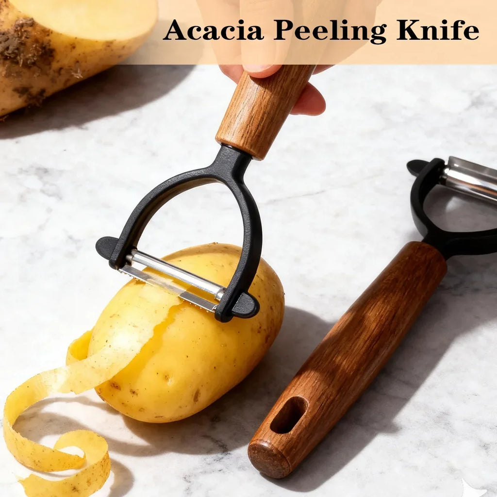 Stainless Steel Y/P Vegetable Peeler – Acacia Wood Handle