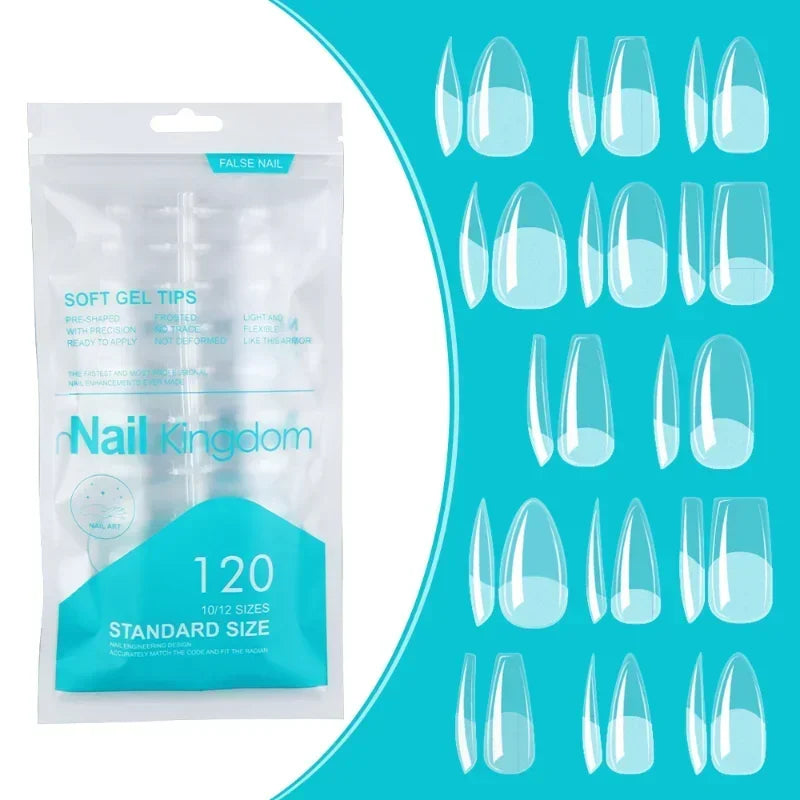 120pcs Matte Press On Nails – Oval Almond Soft Gel Full Cover