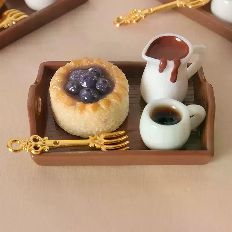 Miniature Coffee & Pastry Set | 1:12 Dollhouse Kitchen Accessory