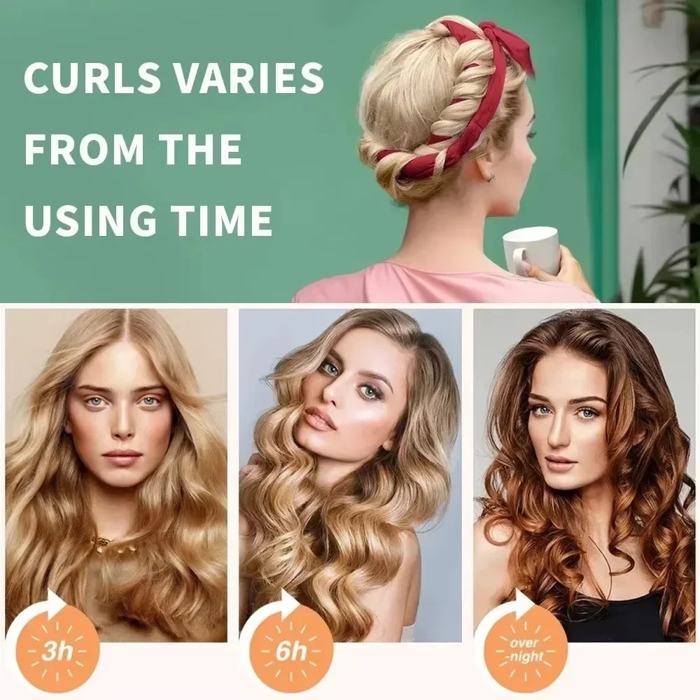 No Heat Hair Rollers Heatless Curling Rod Headband Soft Curler Satin