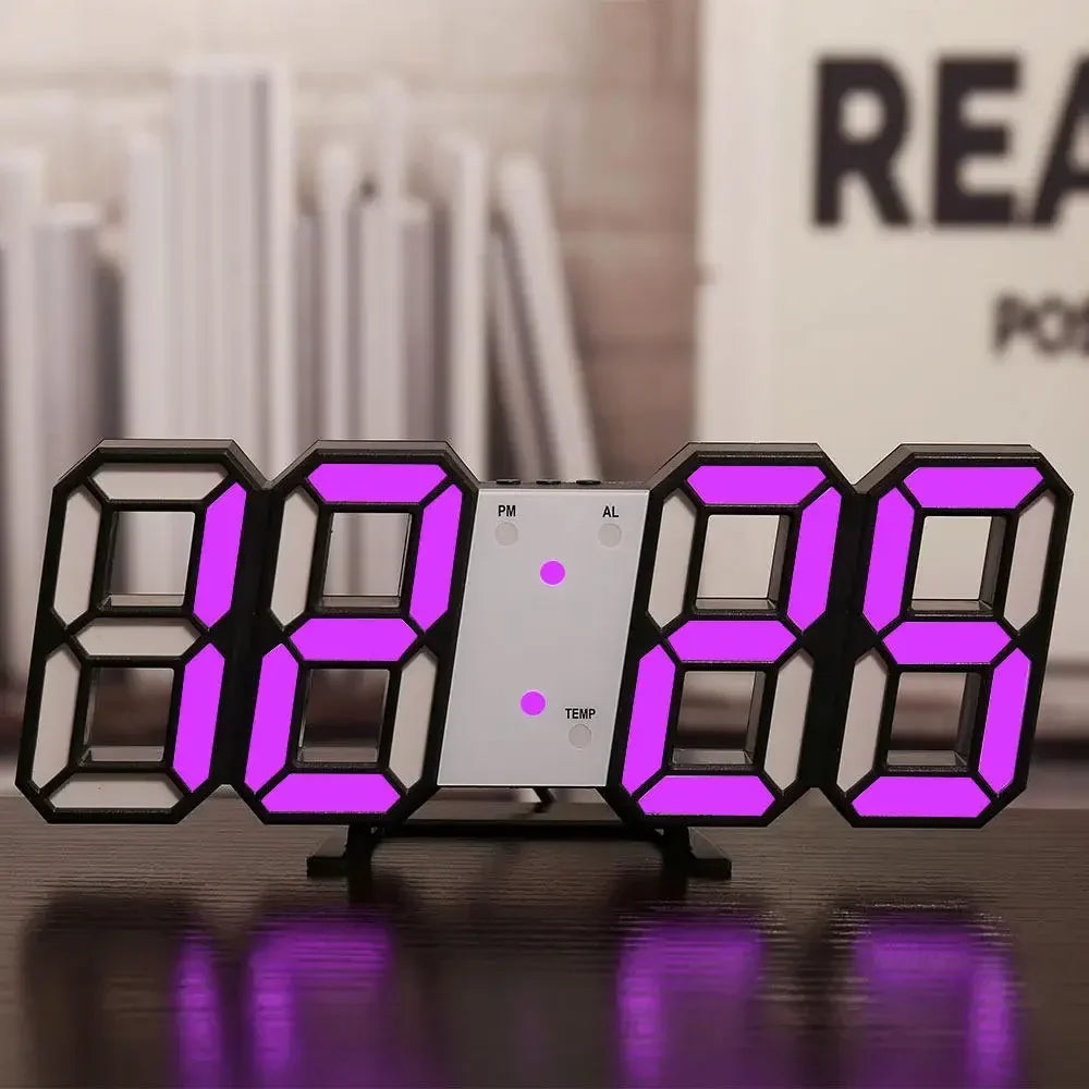 3D LED Digital Desk Clock – Alarm, Date & Temperature