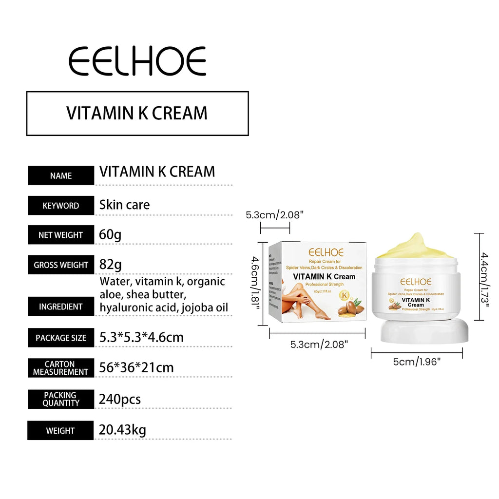 Eelhoe Vitamin K Cream – Vein Appearance & Even Skin Tone 60g