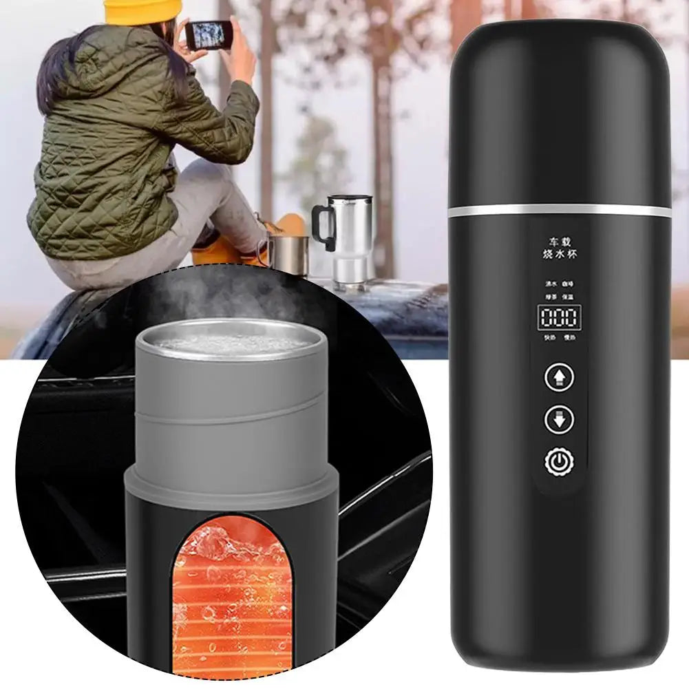 12V/24V Car Electric Kettle – LCD Smart Temp Control, 500ml