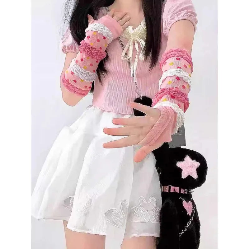 Lolita Girls Dopamine Sunscreen Sleeves Spring Autumn Arm Hand