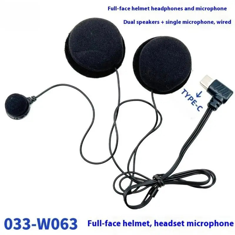 Type-C HD Noise Reduction Motorcycle Helmet Headset & Mic