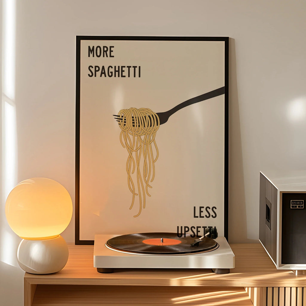 More Spaghetti Less Upsetti Funny Kitchen Canvas Wall Art