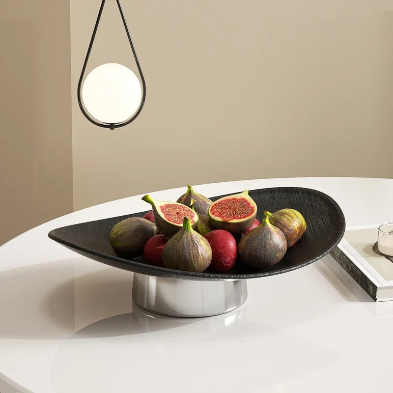 Fruit Bowl Counter Leaf Base Large Open Decorative Serving Plate