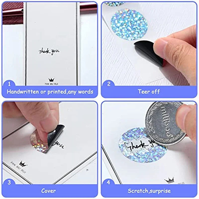 300Pcs Laser Scratch-Off Stickers 2.5cm Round Secret Code Labels