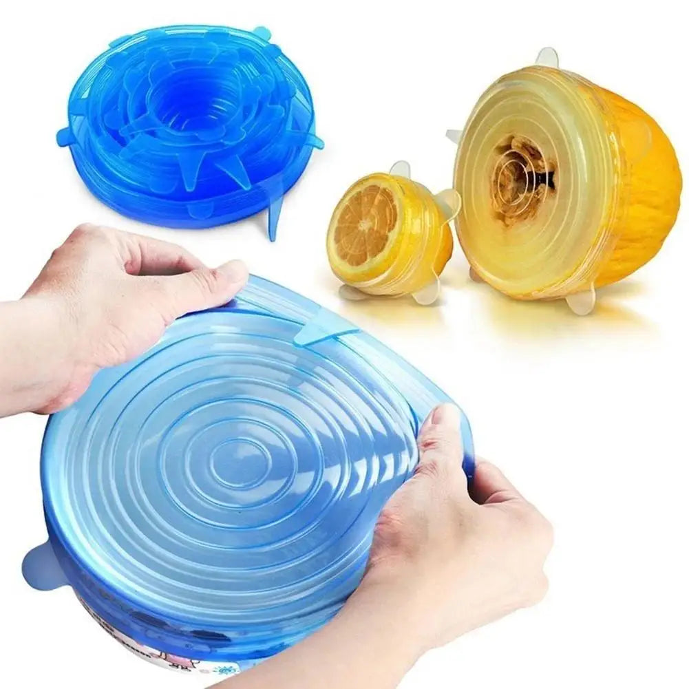 6-Piece Reusable Silicone Stretch Lids – Food Fresh Seal Covers