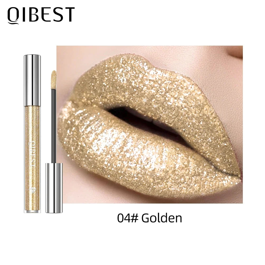 QiBest Diamond Glitter Lip Gloss – Waterproof Pearl Shimmer