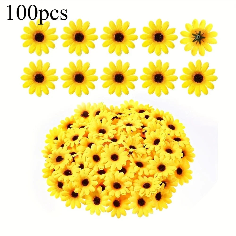 Artificial Fabric Sunflowers – Mini Fake Flowers for DIY & Decor