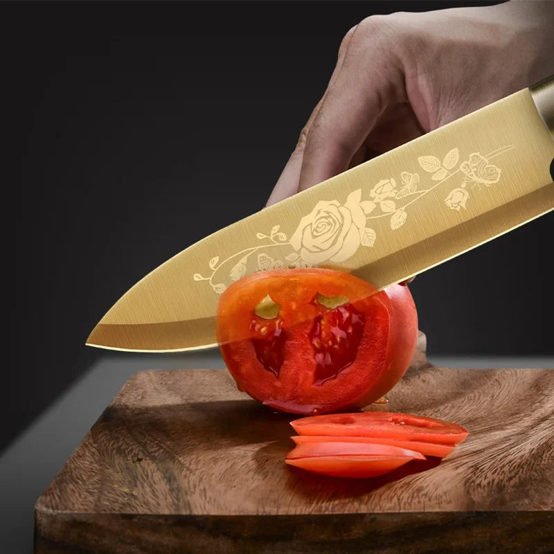 PLYS Titanium Rose 2-in-1 Kitchen & Fruit Knife Set