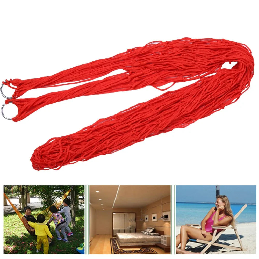 Colorful Nylon Mesh Double Hammock for Camping & Outdoor Use