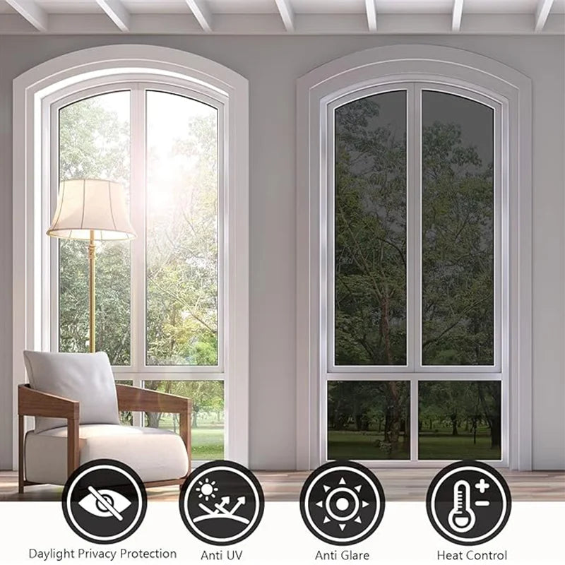 Window Privacy Film One Way Daytime Self-adhesive Vinyl Sun Blocking