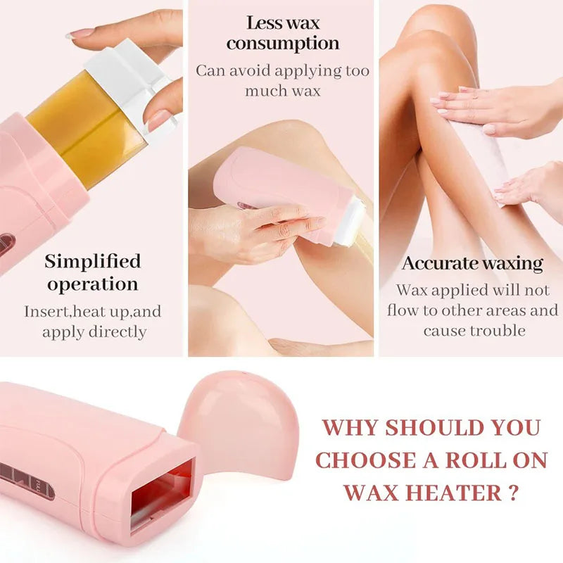 BXA 3-in-1 Roll-On Waxing Kit | Wax Heater, Cartridge & Strips