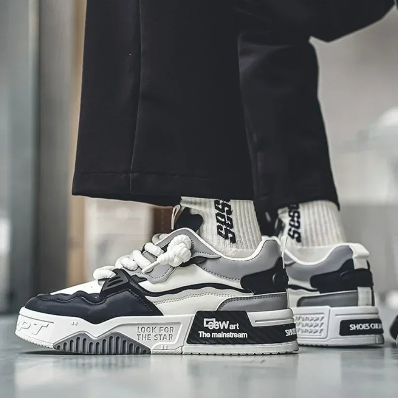 Men's Thick Platform Mesh Lace-Up Sneakers | Casual Shoes