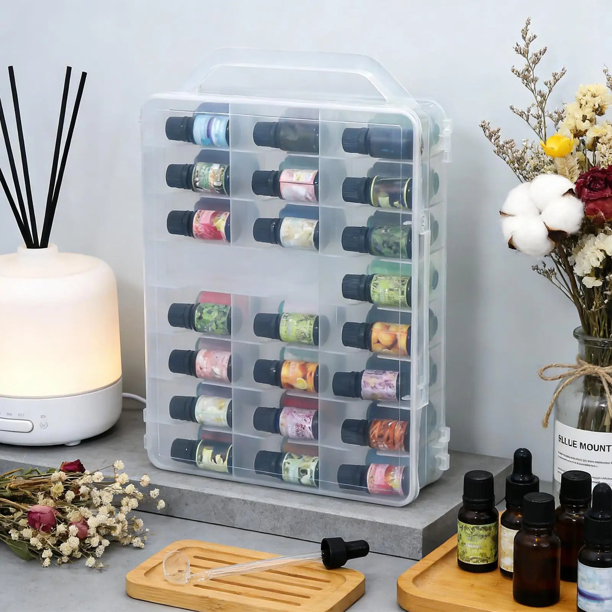 Clear Storage Boxes Double Sided Organizer Case Box Handle 46