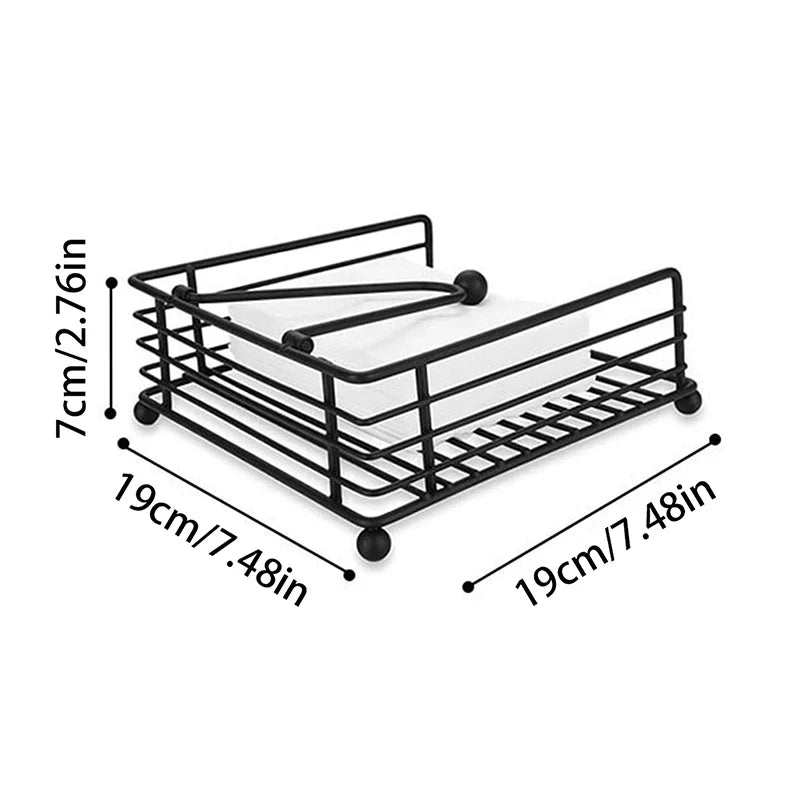 Rustic Metal Napkin Holder Square Paper Organizer Kitchen Home
