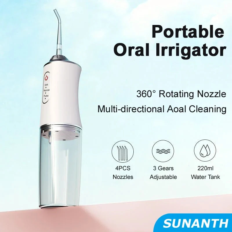 XMSJ Portable Oral Irrigator – USB Rechargeable, 3 Modes