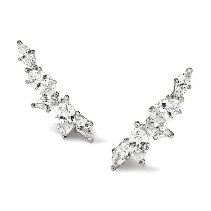 Huitan Geometric Cubic Zirconia Ear Stud Earrings for Women