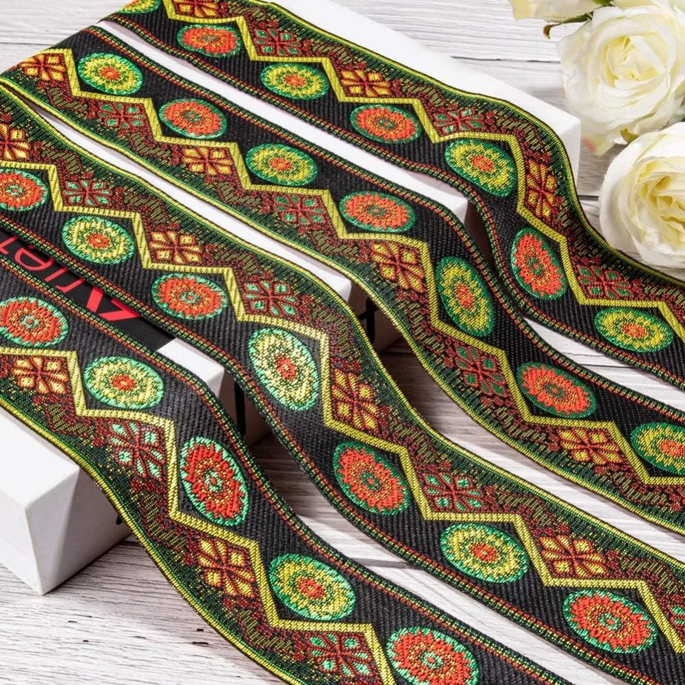 Floral Embroidery Polyester Ribbon 48.5mm 7m | Craft Trim