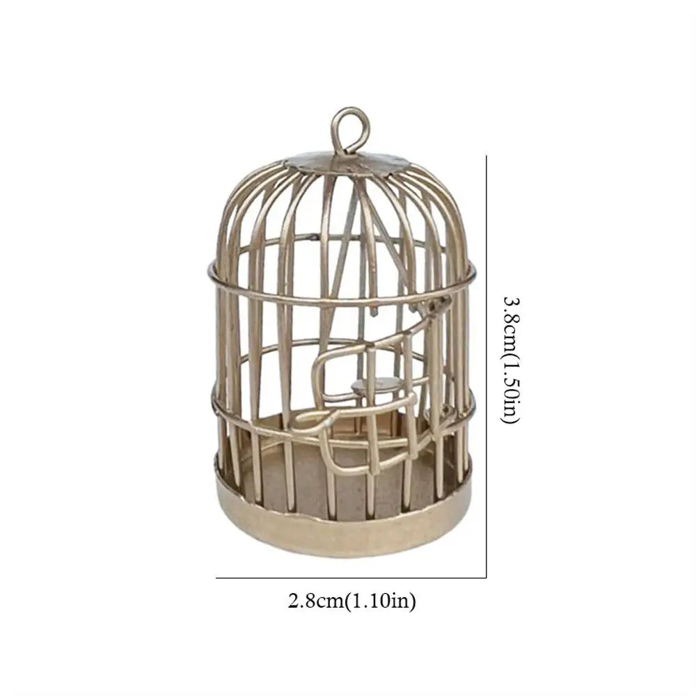 Miniature Metal Bird Cage Ornament – 1:12 Dollhouse Décor