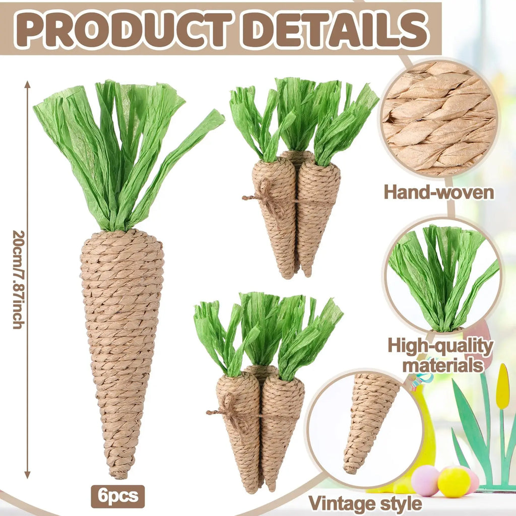 Easter Artificial Foam Jute Carrots | Farmhouse Bunny Decor
