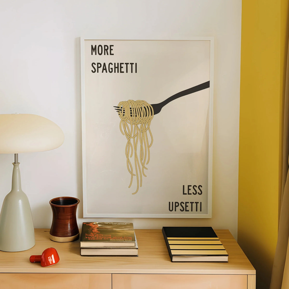 More Spaghetti Less Upsetti Funny Kitchen Canvas Wall Art