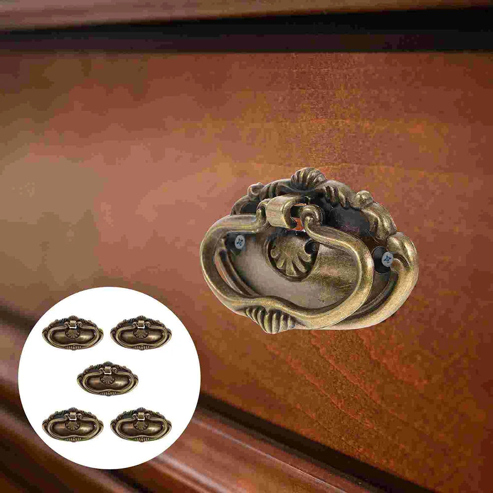 5-Pack Retro Bronze Cabinet Drawer Handles | Vintage Zinc Alloy