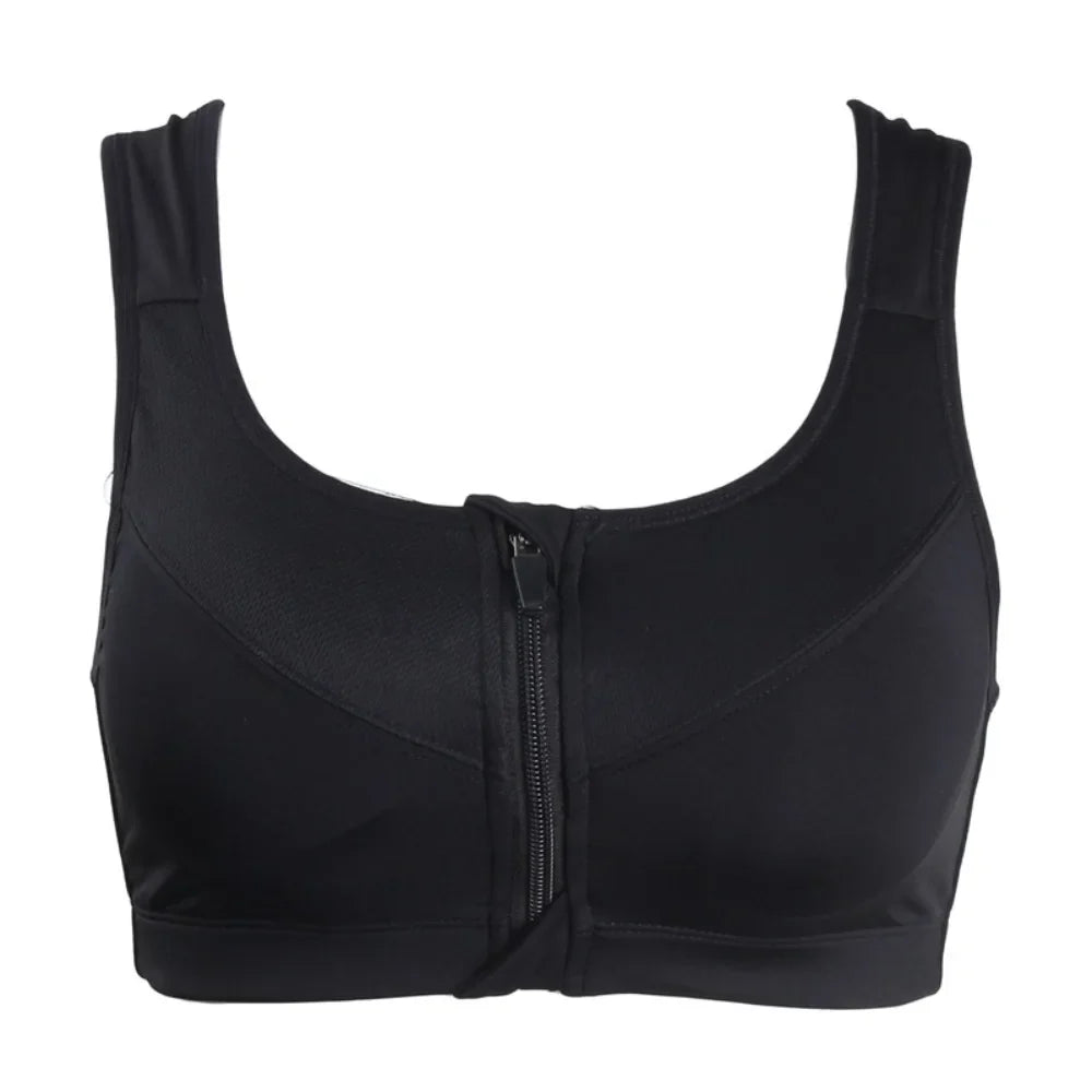 Women's Zipper Sports Bra – Breathable Moisture-Wicking Yoga