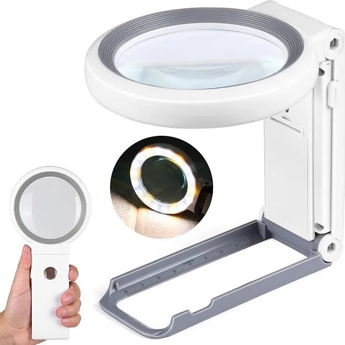 Desktop & Handheld Magnifying Glass 30X 10X with 18 LED Lights