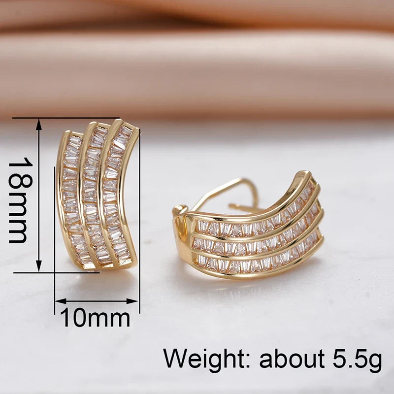 Huitan CZ Geometric Stud Earrings – Dazzling Fashion Jewelry