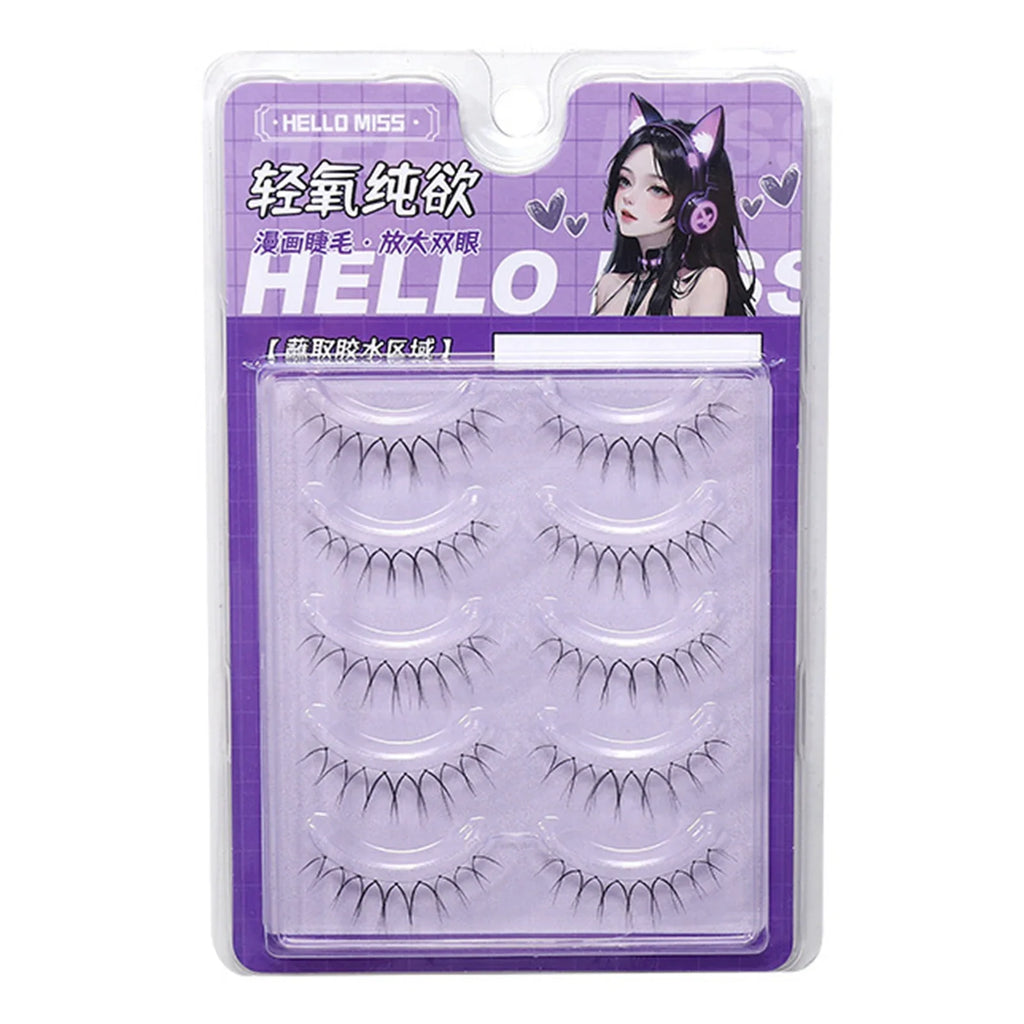 Korean Idol Wispy False Eyelashes – 5 Pairs Natural Cluster Lashes