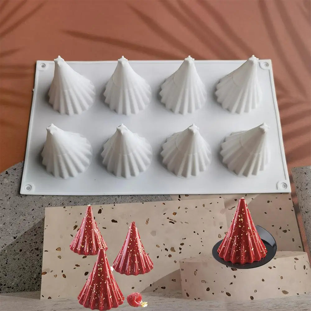 8-Grid Christmas Tree Silicone Mold – Chocolate, Candle & Fondant