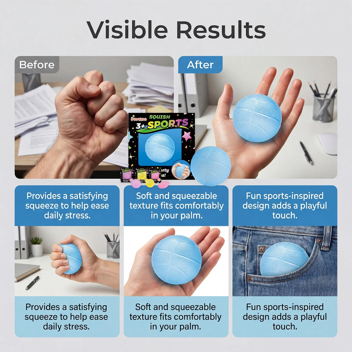 Slow Rising Squishy Squeeze Ball | Sensory Fidget Desk Toy