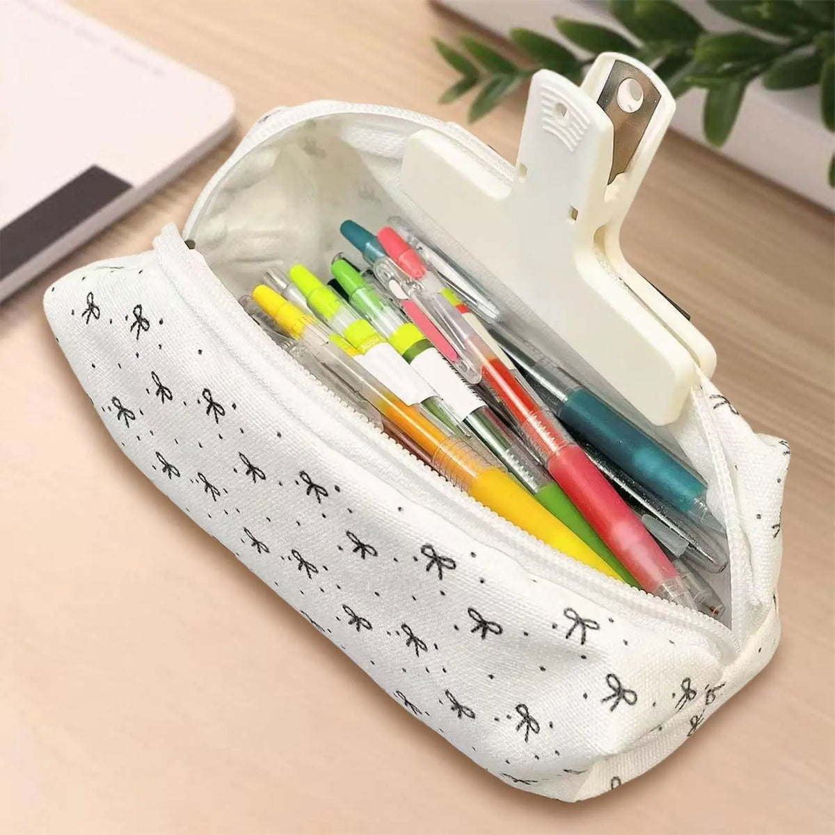 Bowknot Pencil Case – Large Capacity Fabric Pen Pouch
