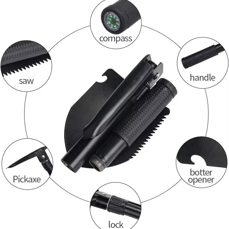Foldable Camping Shovel – Multifunctional Stainless Steel Tool