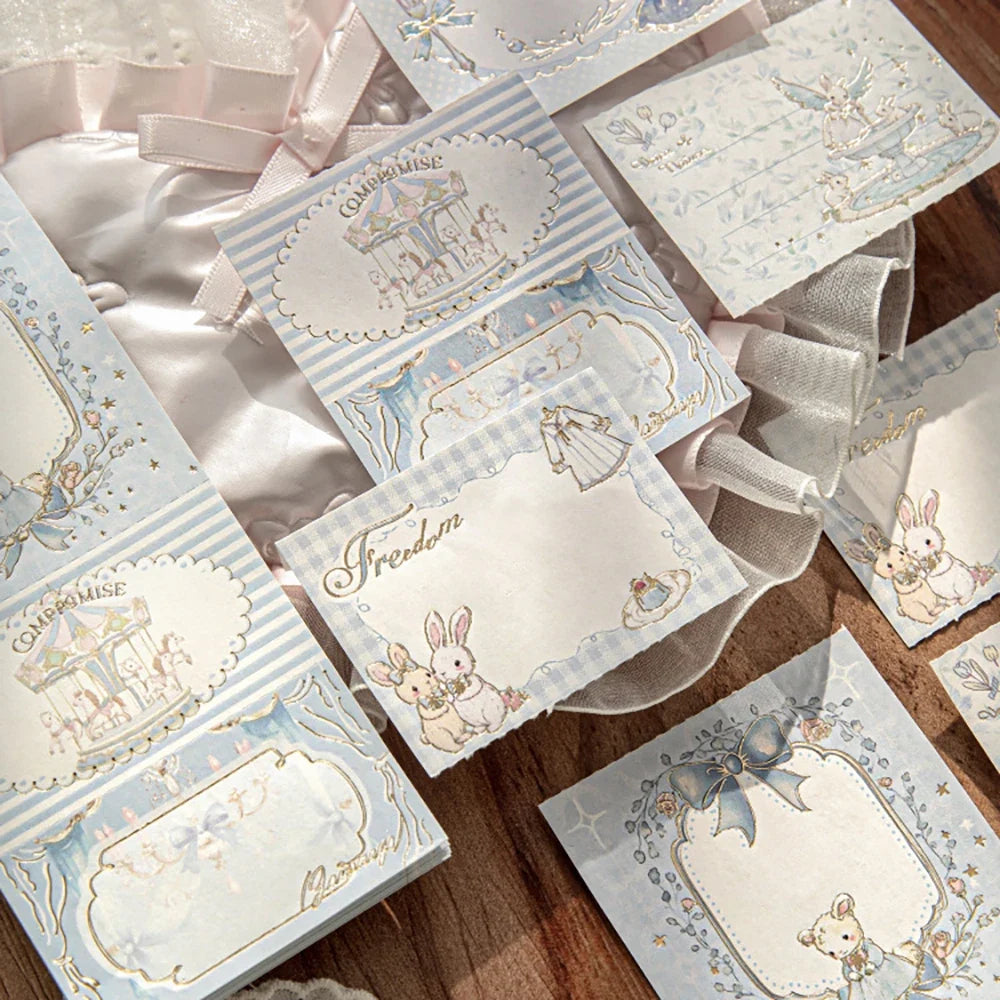White Kraft Paper Stamping Non Stick Memo Pad Tea Party Series Retro