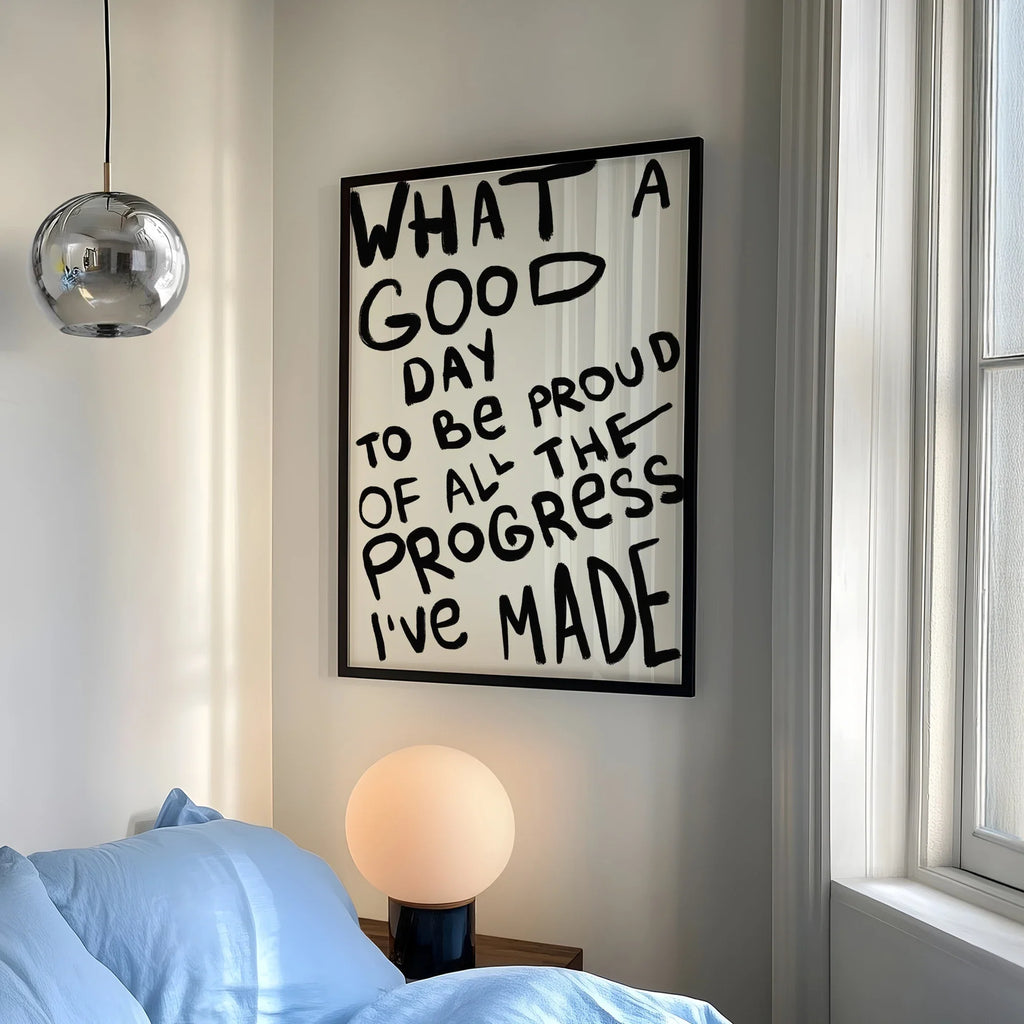 Modern Minimalist Inspirational Progress Canvas Wall Art Print