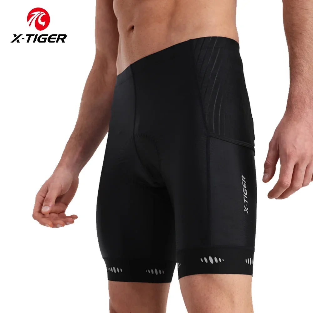 X-TIGER Men's 5D Padded Cycling Shorts – 3 Pockets & UV Guard