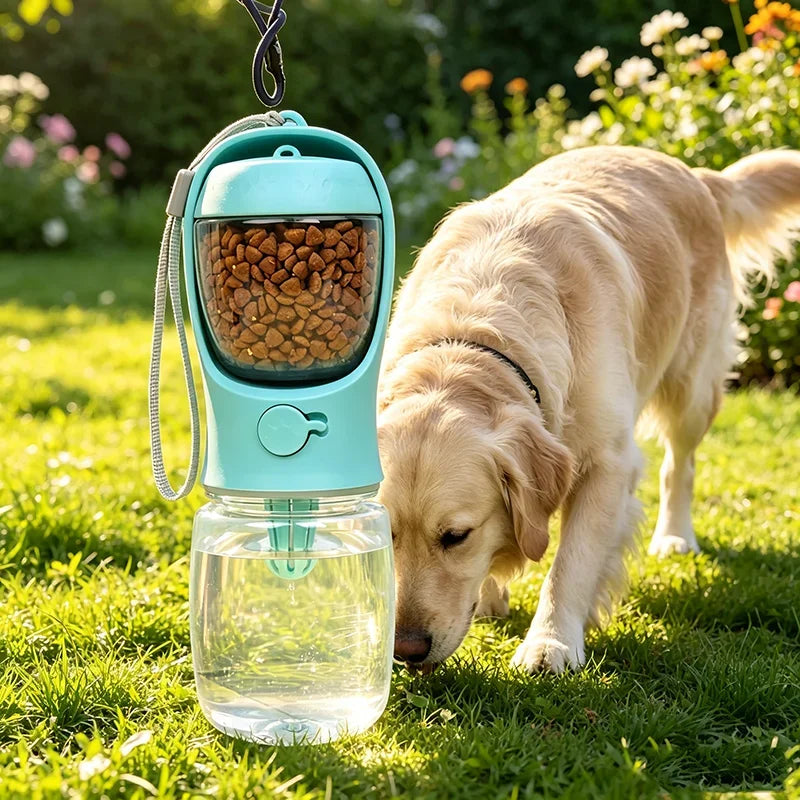 Portable Dog & Cat Water Bottle with Food Storage | Travel Pet Bowl
