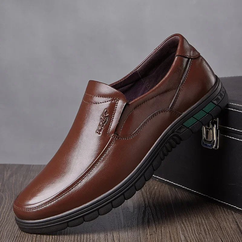 Men's Leather Slip-On Loafers – Breathable Moccasin Driving Shoes