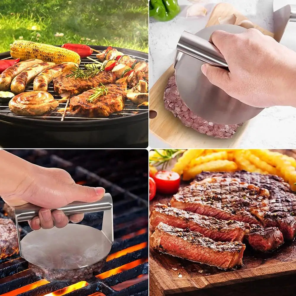 Stainless Steel Hamburger Press – Non-Stick Burger Patty Maker